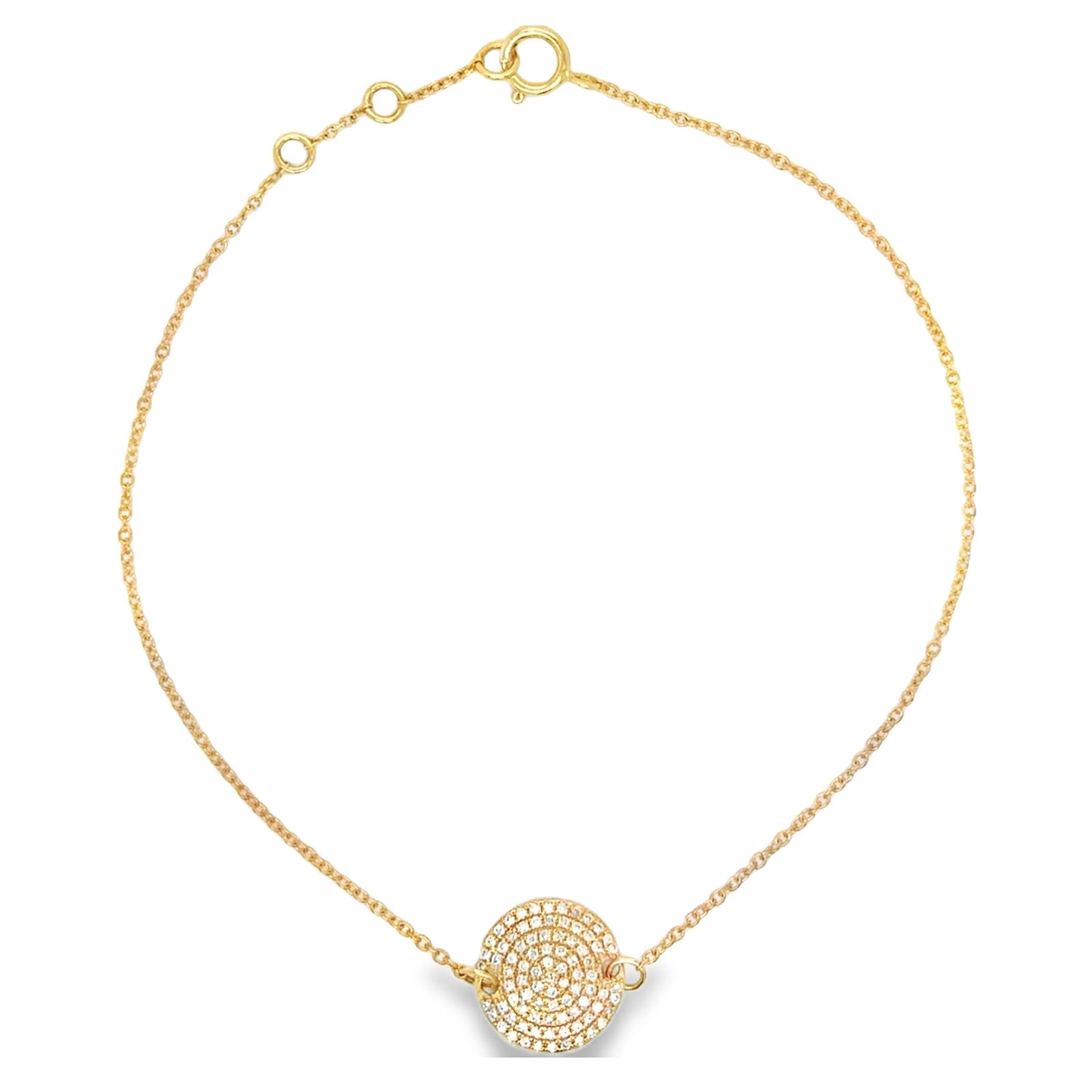 18KT GOLD DIAMOND ROUND DISK CHAIN BRACELET (1 of 2)