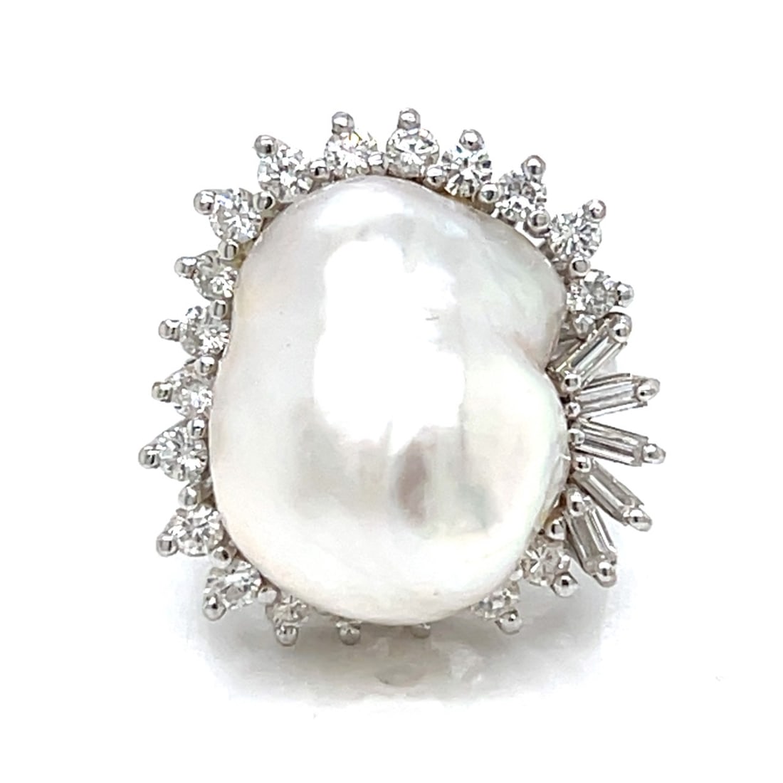 1960’s 18K White Gold South Sea Pearl & Diamond Ring (1 of 4)