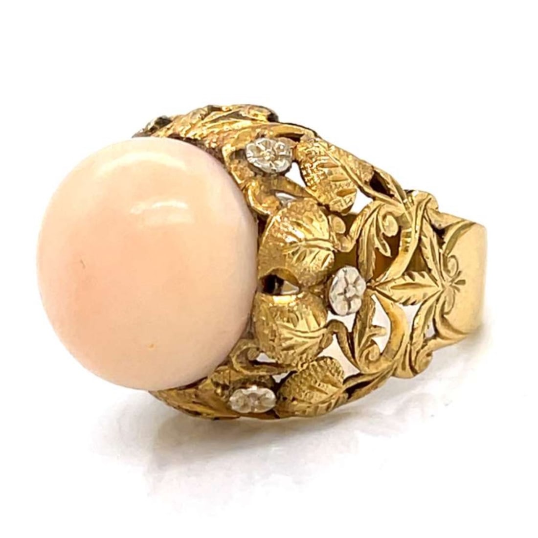 1960’s 18K Yellow Gold Angelskin Coral Ring (1 of 4)