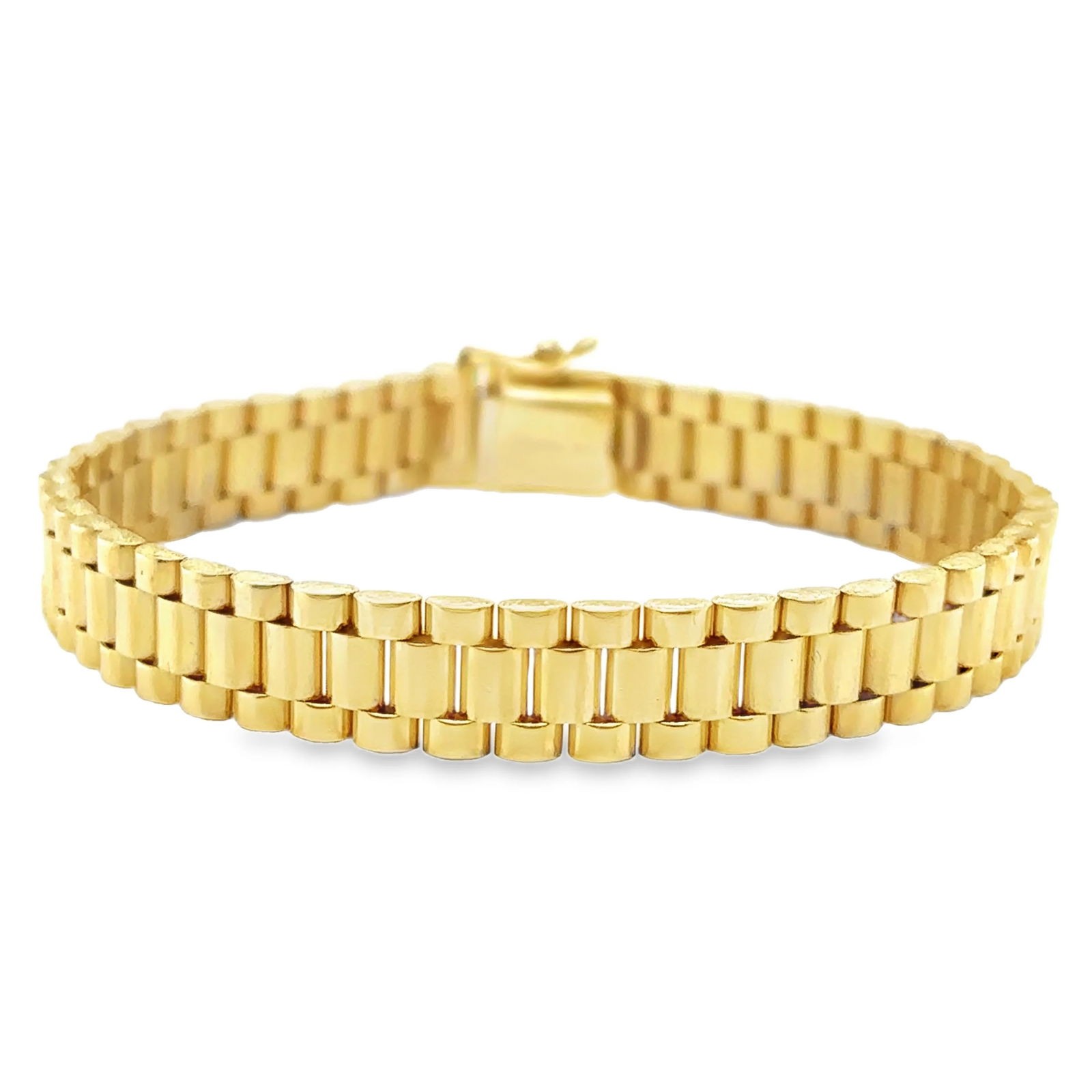 14KT GOLD WATCH BAND BRACELET: 14KT YELLOW GOLD WATCH BAND BRACELET 7"14KT GOLD WT. APPROX. 23.35 GRAMSIZE APPROX. - 8.5 MM WIDELENGTH: 7 INCHES LONG