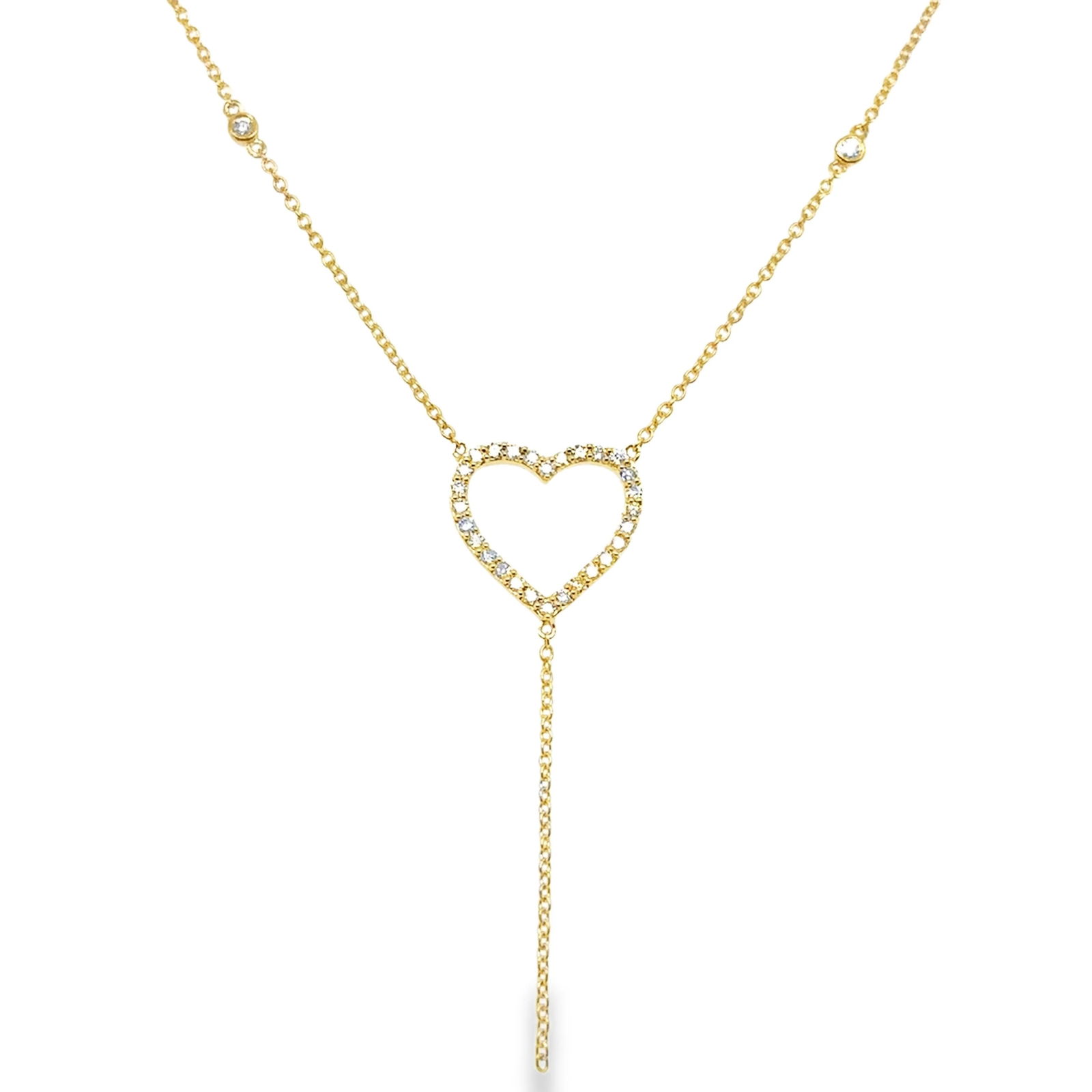 18KT GOLD DIAMOND HEART DANGLING NECKLACE (1 of 3)