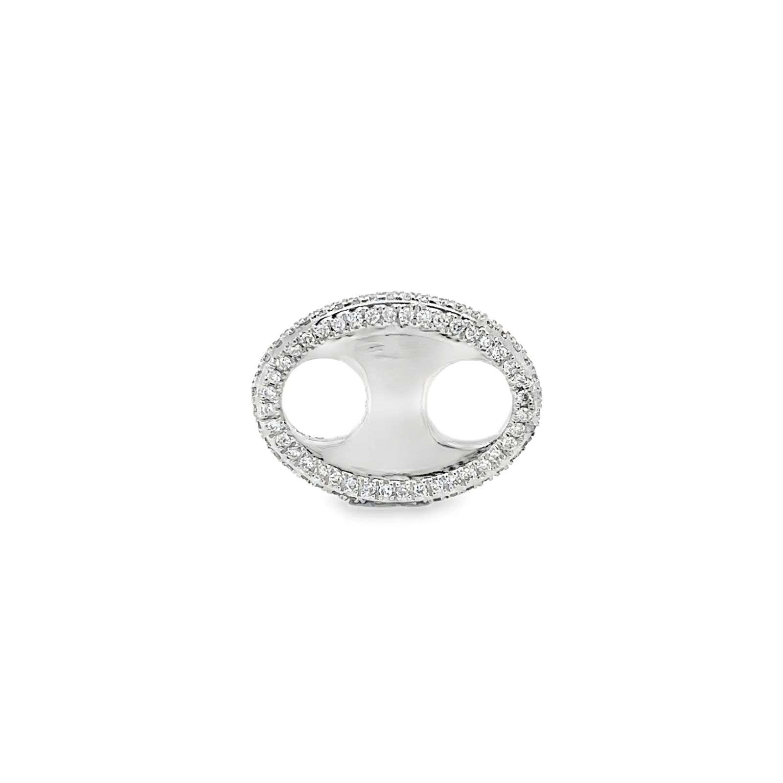 14K GOLD DIAMOND PUFF MARINER LINK: 14K WHITE GOLD DIAMOND PUFF MARINER LINK14KT GOLD WT. APPROX. 1.91 GRAMDIAMOND WT. APPROX. 0.32 CARAT / 124 PCSLOCK SIZE: 12 MM X 16 MM