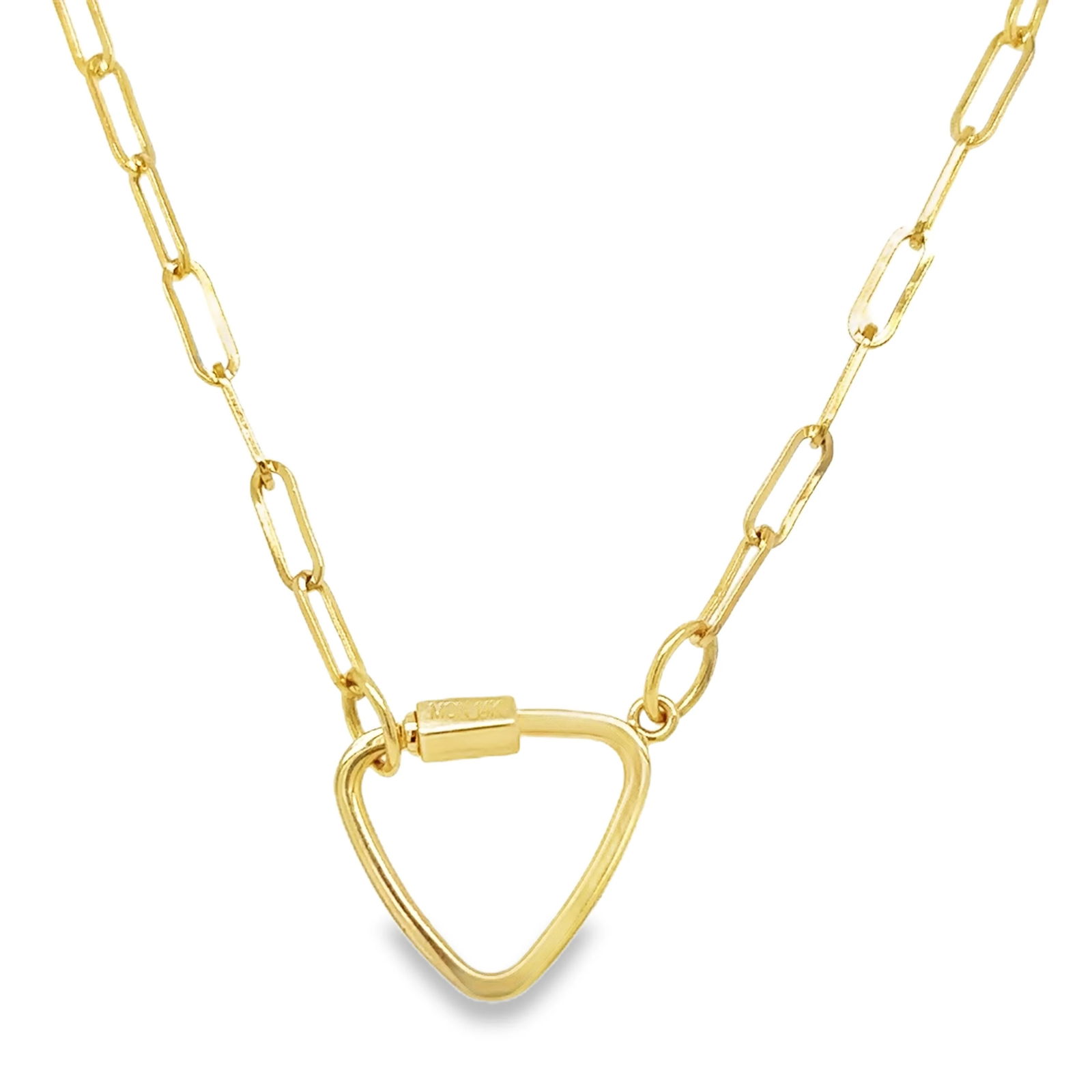 14KT GOLD TRIANGLE LOCK NECKLACE: 14KT GOLD TRIANGLE LOCK NECKLACE 18"14KT GOLD WT. APPROX. 3.25 GRAMLENGTH: 18 INCH