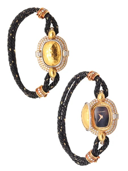 CHAUMET Paris Concealed Lady Wristwatch In 18Kt Gold With 1.82 Cwt. VS Diamonds: A concealed wristwatch designed by Chaumet Paris.This is a very rare wristwatch created in Paris France by the iconic jewelry house of Chaumet, back in the late 20th century. The wristwatch is from th