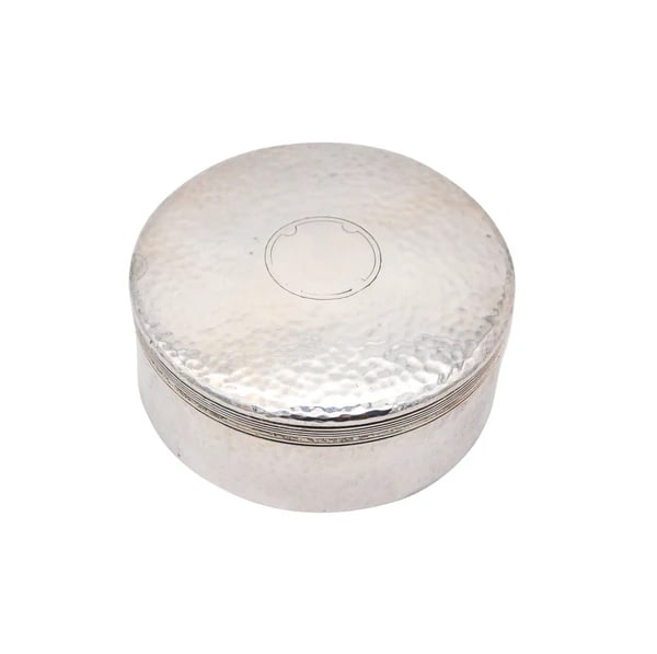 TIFFANY & CO. 1889 Art+Craft Round Box In Hammered .925 Sterling Silver (1 of 5)