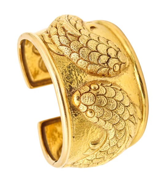 DAVID WEBB 1977 Vintage Pisces Fishes Cuff Bracelet In Solid 18Kt Yellow Gold (1 of 6)