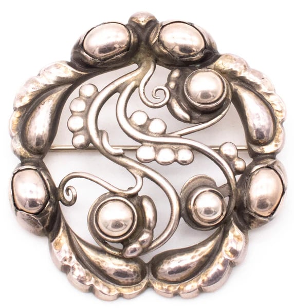 GEORG JENSEN EARLY ART NOUVEAU PIN BROOCH IN .925 STERLING SILVER MODEL-159 (1 of 5)