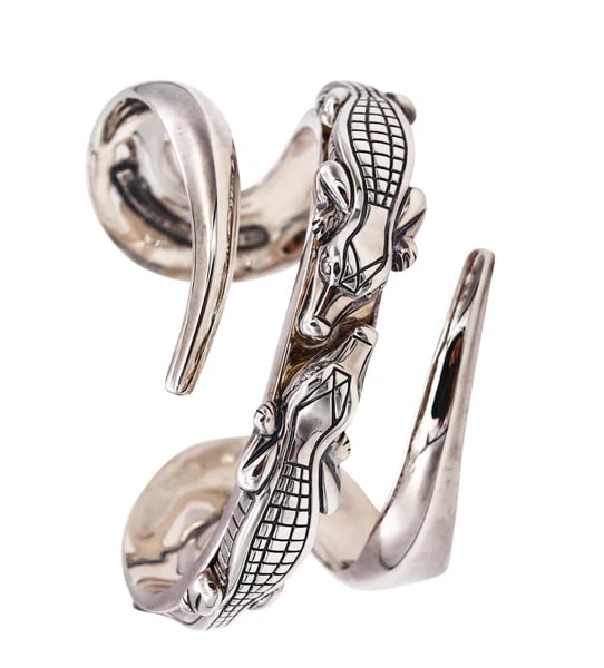 Kieselstein Cord double Alligators bangle cuff in solid .925 Sterling Silver (1 of 6)