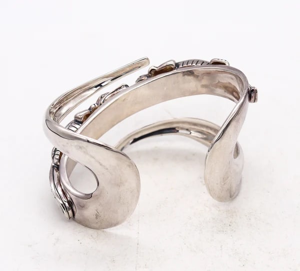 Kieselstein Cord double Alligators bangle cuff in solid .925 Sterling Silver - 2