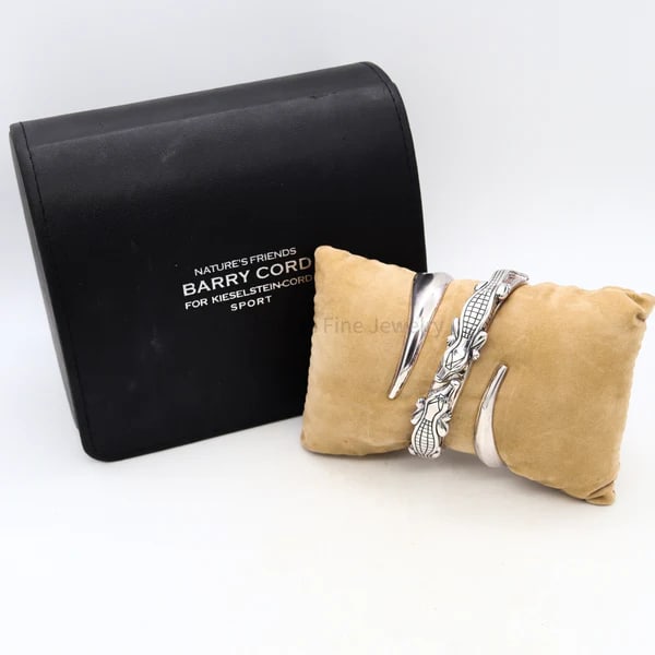 Kieselstein Cord double Alligators bangle cuff in solid .925 Sterling Silver - 6