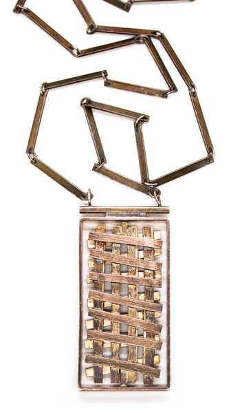 *Rey Urban for Age Fausing 1970 Denmark Scandinavian modern necklace .925 sterling silver: Geometric necklace designed by Rey Urban for Age Fausing.Beautiful Scandinavian sculptural piece made in Denmark, back in the 1970's. This long necklace is an unique one-of-a-kind piece of art, carefu