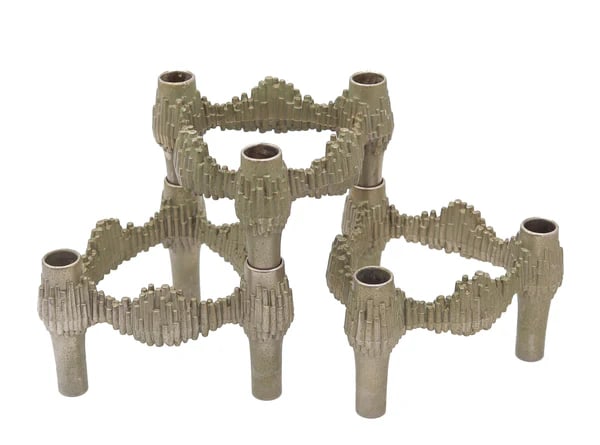 NAGEL QUIST 1960 Germany Set of 3 Stackable Candle-Holders by Caesar Stoffi: A suite of three candle holders designed by Caesar Stoffi.This is a nice vintage set of three stackable candle holders created in Germany during the modernist period, back in the 1970. They were desig