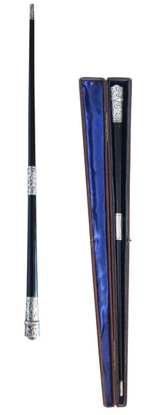 CONDUCTOR'S BATON 1893 Antique Ebony Wood And .925 Sterling Silver In Case (1 of 6)