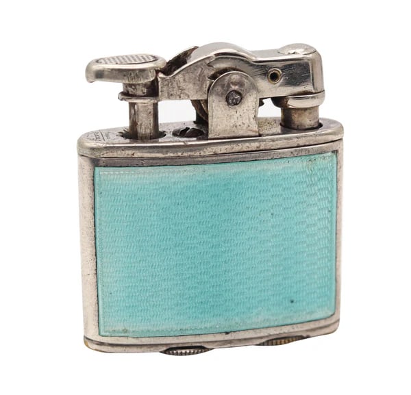 RONSON 1928 First Model Enameled Junior Petrol Lighter In .925 Sterling Silver (1 of 6)