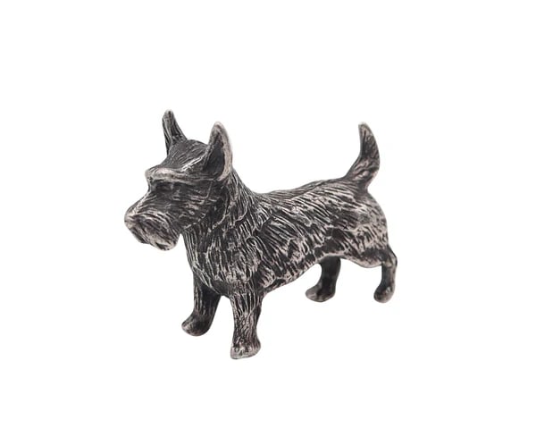 DOG MINIATURE 1970 Italian Figure Of A Dog In Solid Textured .925 Sterling Silver (1 of 6)