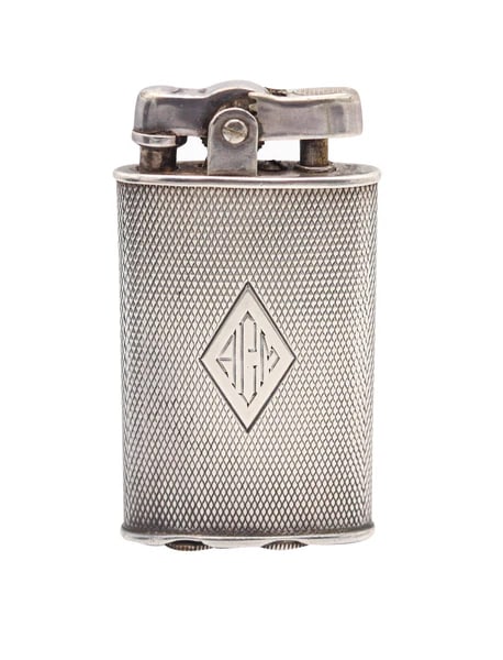 RONSON 1930 Junior Sport Second Thumb Model .925 Sterling Guilloche Petrol Lighter (1 of 6)