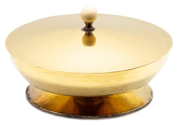 Art Deco 1930 Swiss Centerpiece Compote With Lid In Solid Gilded .925 Sterling Silver (1 of 5)