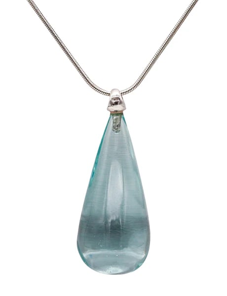 Monica Coscioni Roma Modernist Necklace In .925 Sterling Silver With Blue Quartz: Drop necklace with quartz designed by Monica Coscioni. Beautiful contemporary drop necklace, created in the city of Orvieto Italy at the jewelry atelier of the designer Monica Coscioni. This modernist