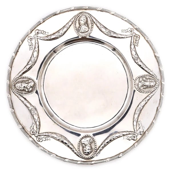 Germany Hanau 1820 Neoclassical Decorative Dish Plate In Solid Sterling Silver (1 of 6)