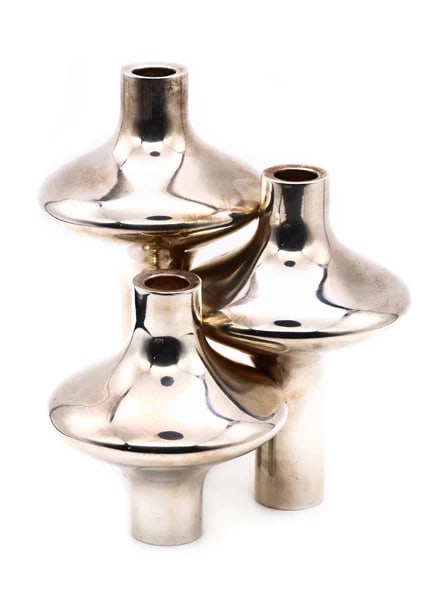 Eigel Jensen For Anton Michelsen 1960 Rare Sculptural Three Candles Holder In 925 Sterling Silver (1 of 6)