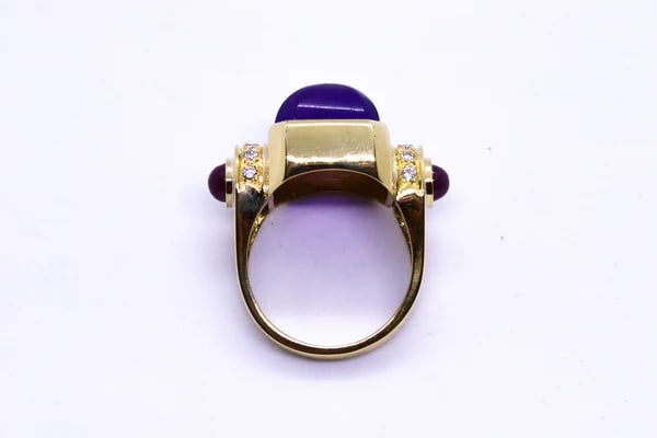 PIRAMIDE AMETHYST CABOCHON WITH RUBY 18 KT RING - 5
