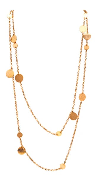HERMÈS Paris Geometric Circles Long Sautoir Necklace In Solid 18Kt Yellow Gold: Adjustable necklace sautoir designed by Hermès Paris.This is a magnificent necklace sautoir created in Paris France by the luxury house of Hermès, around the 1980's. The elegant chain was masterfull