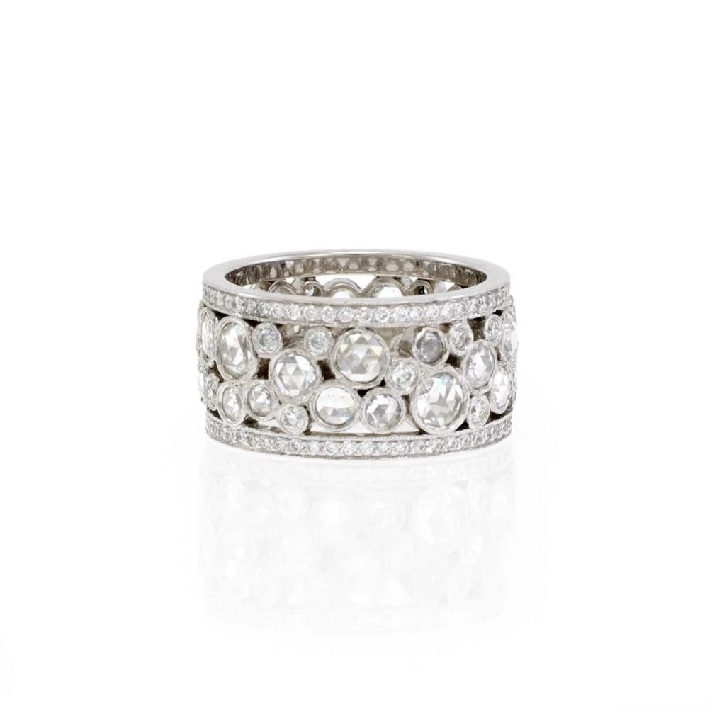 Tiffany & Co. Cobblestone 2.10ct Diamond Platinum 10mm Wide Band Ring (1 of 4)