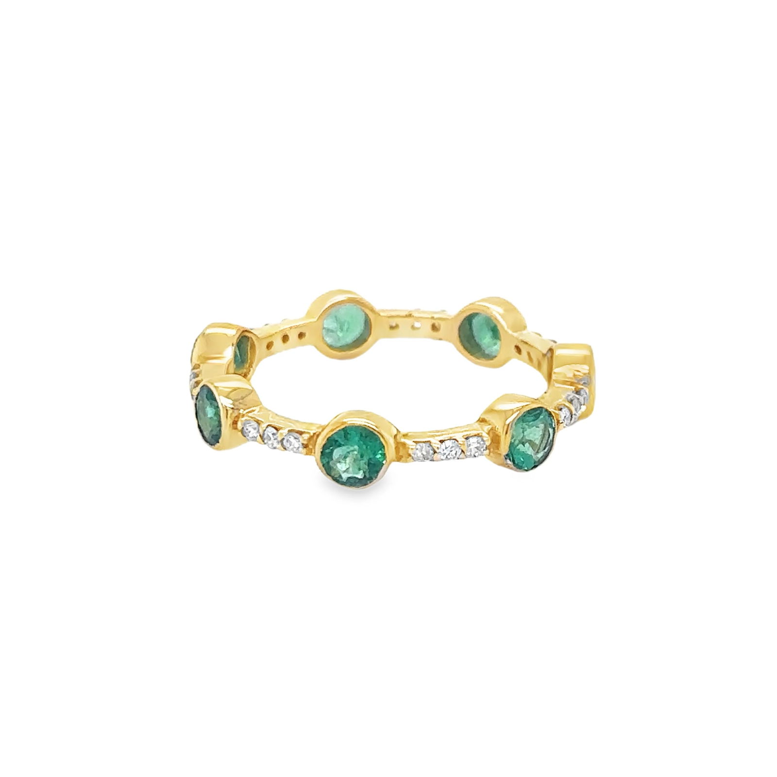 14KT YELLOW GOLD DIAMOND AND EMERALD RING (1 of 2)