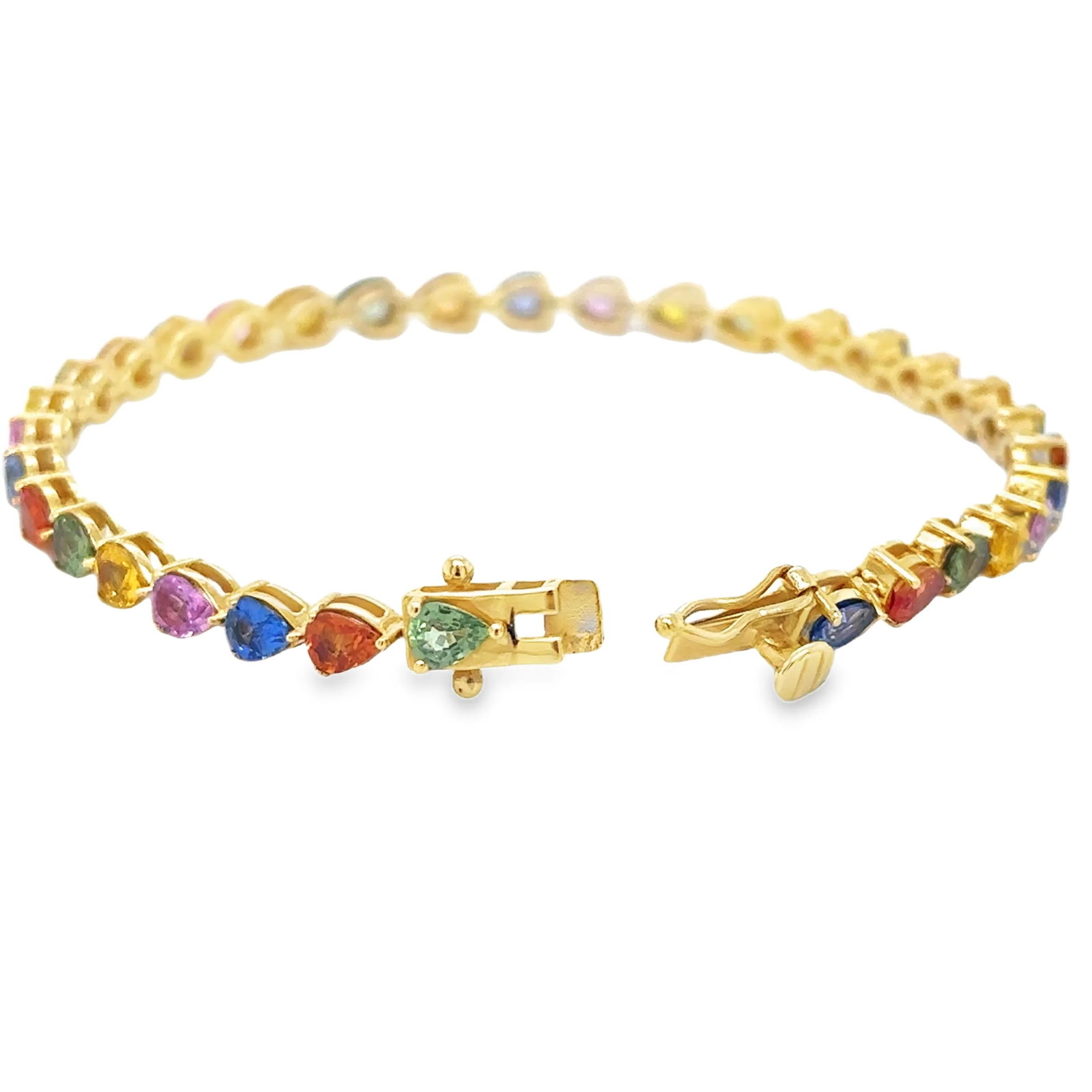 14KT YELLOW GOLD MULTI SAPPHIRE BRACELET - 3