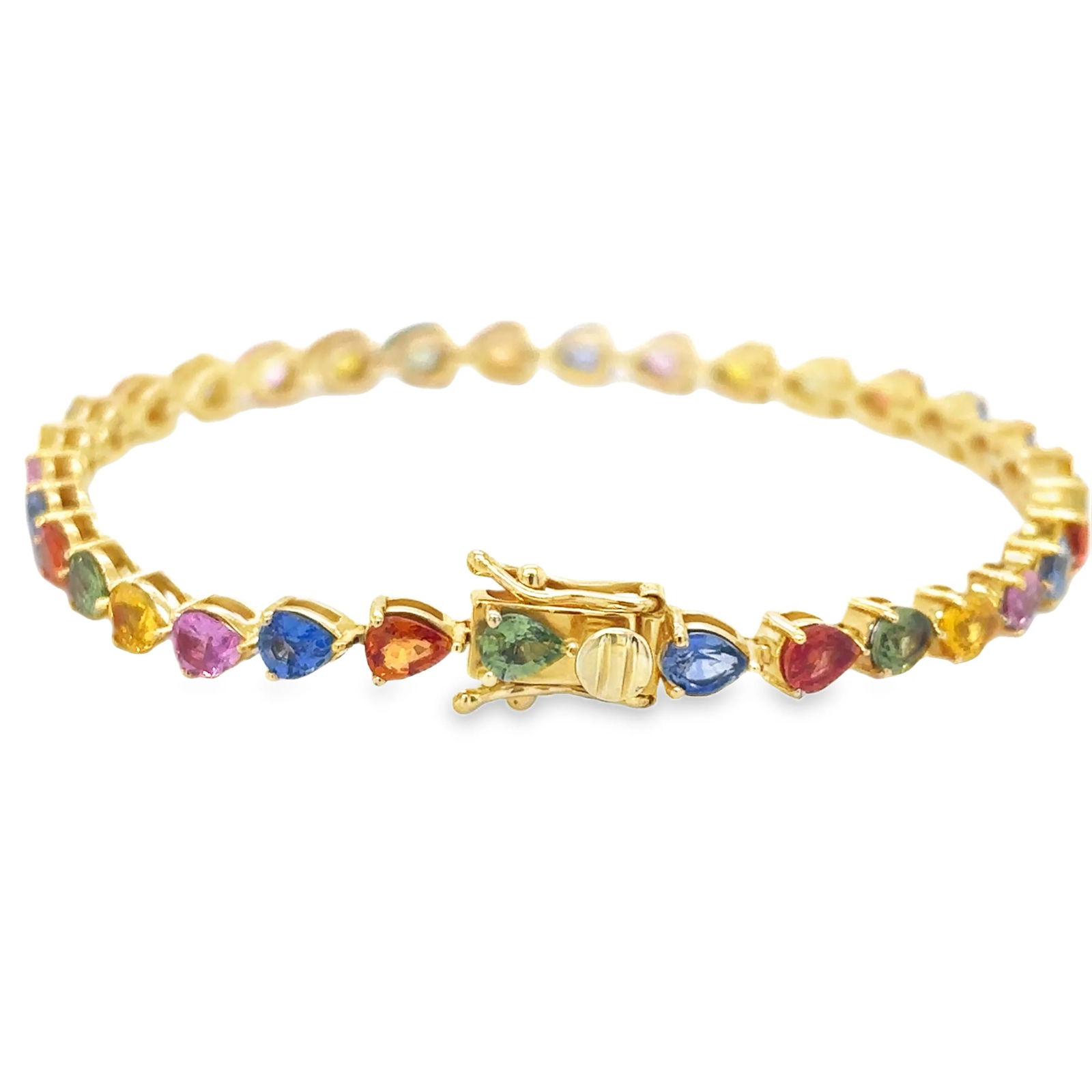 14KT YELLOW GOLD MULTI SAPPHIRE BRACELET - 4