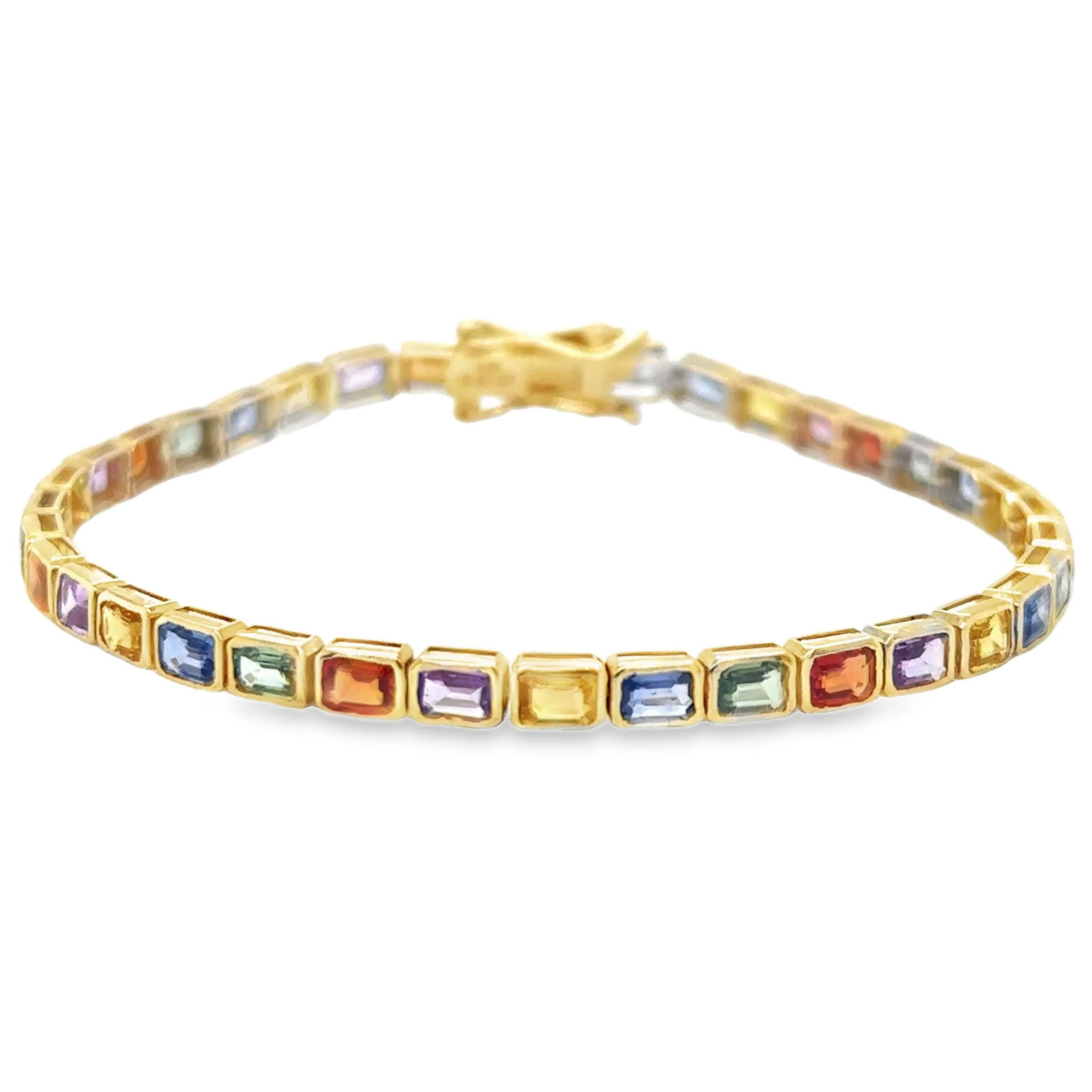 14KT YELLOW GOLD MULTI SAPPHIRE BRACELET (1 of 4)