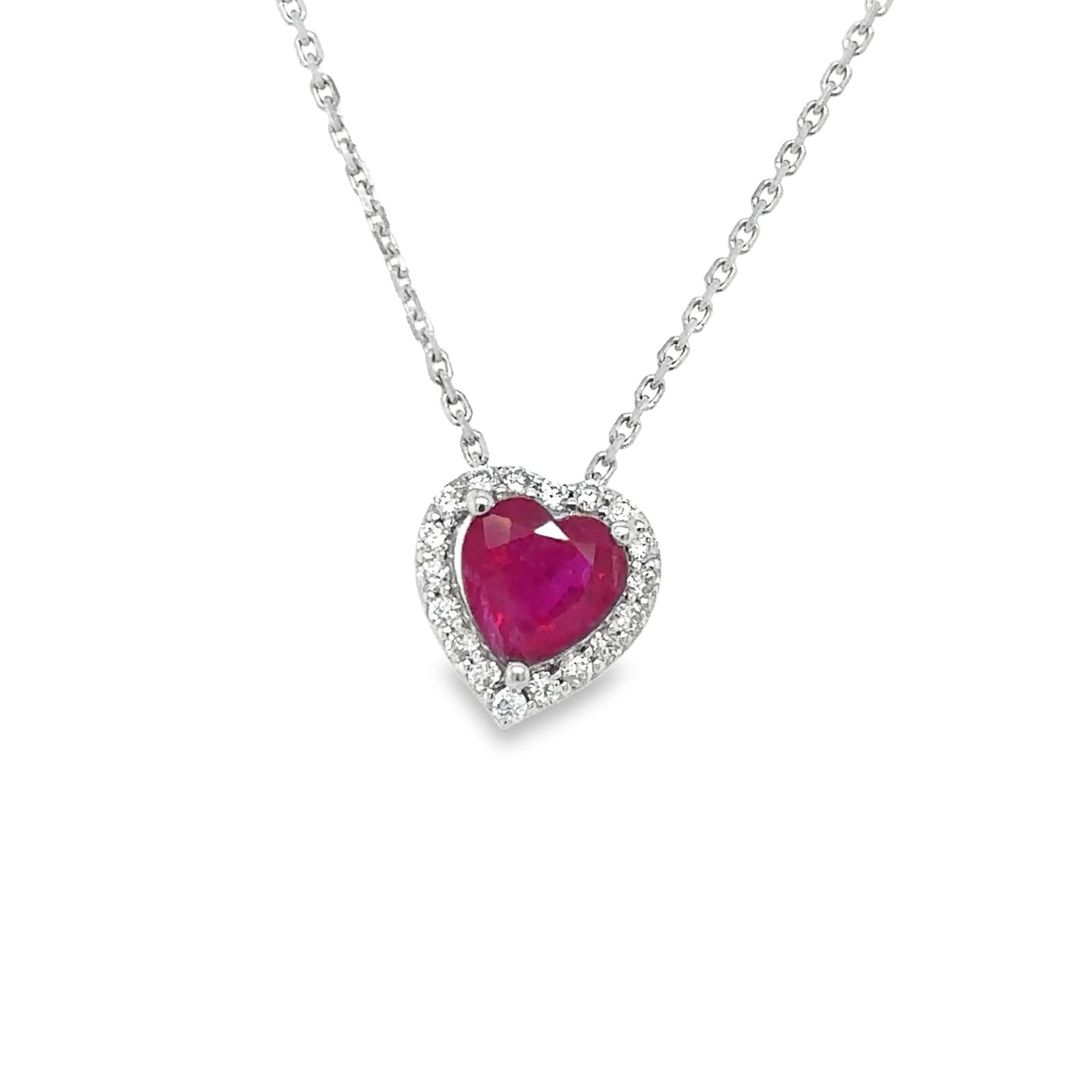 18KT WHITE GOLD RUBY AND DIAMOND NECKLACE (1 of 2)
