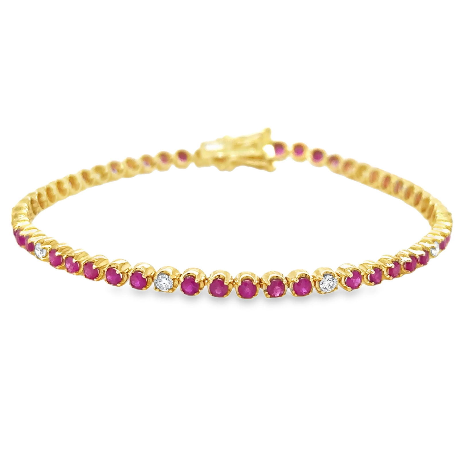 14KT GOLD DIAMOND AND RUBY BRACELET (1 of 4)