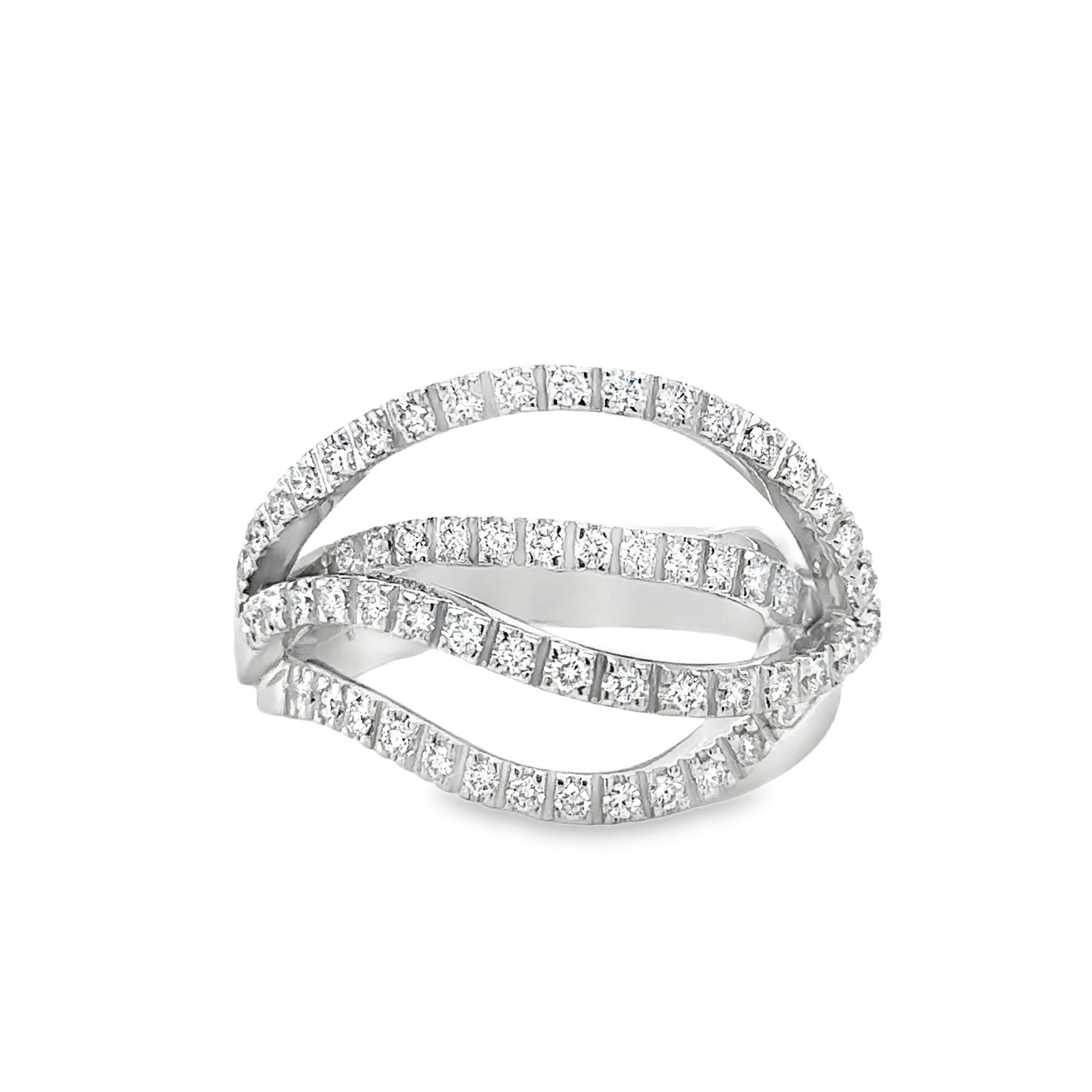 18KT WHITE GOLD DIAMOND RING: 18KT WHITE GOLD DIAMOND RING18KT GOLD WT. APPROX. 10.10 GRAMDIAMOND WT. APPROX. 0.49 CARAT / 60 PCS