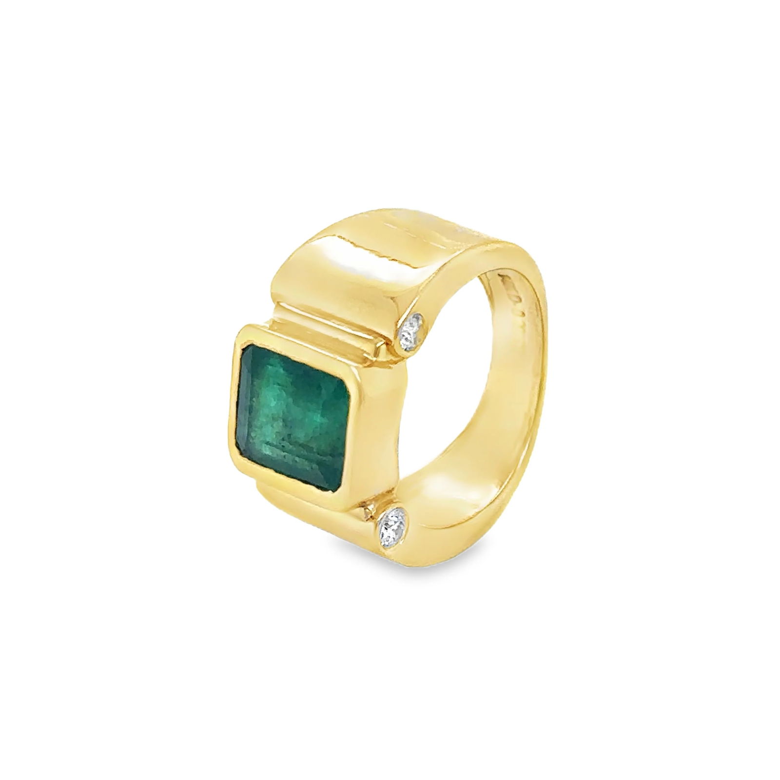 14KT YELLOW GOLD EMERALD AND DIAMOND RING (1 of 5)
