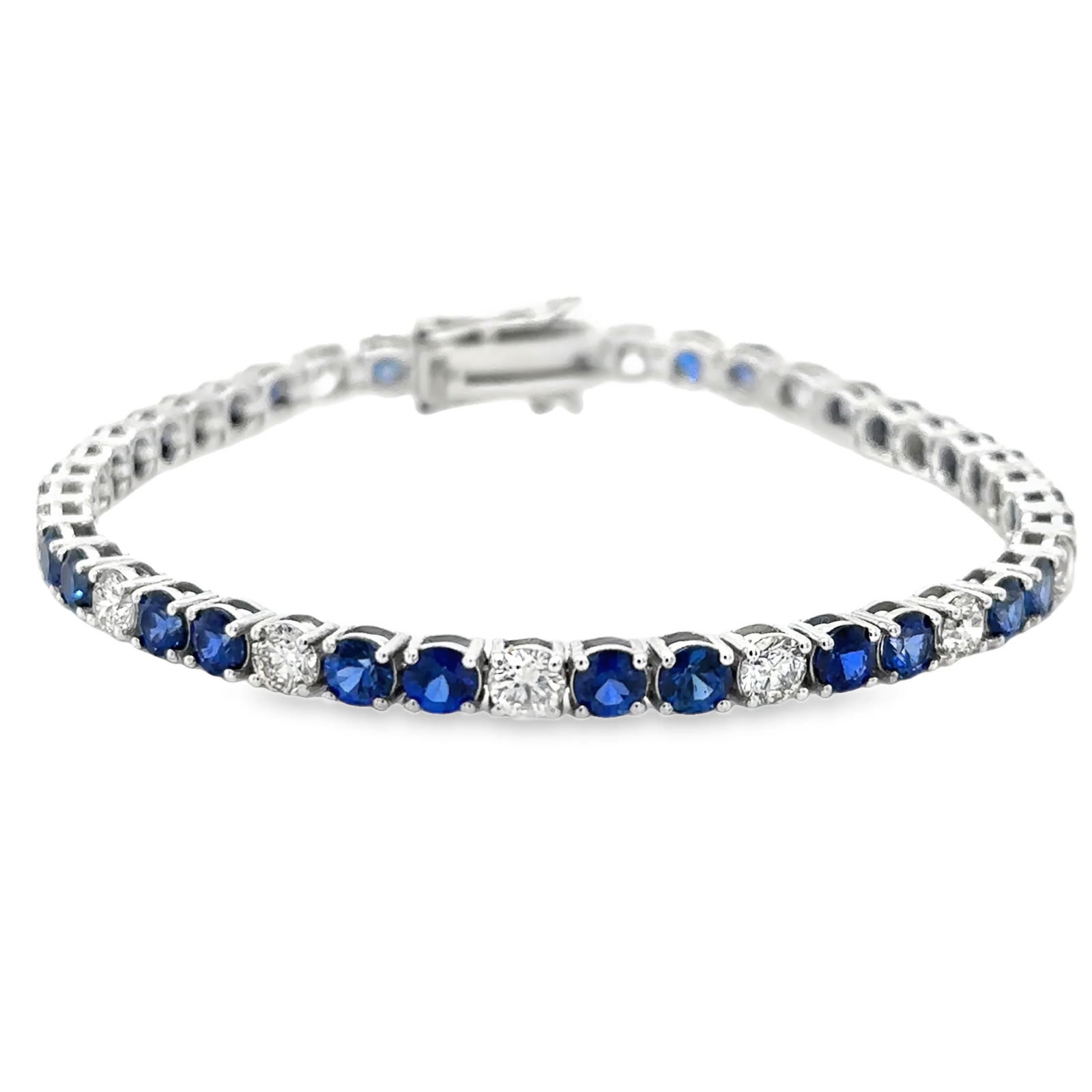 14KT GOLD DIAMOND AND BLUE SAPPHIRE BRACELET (1 of 4)