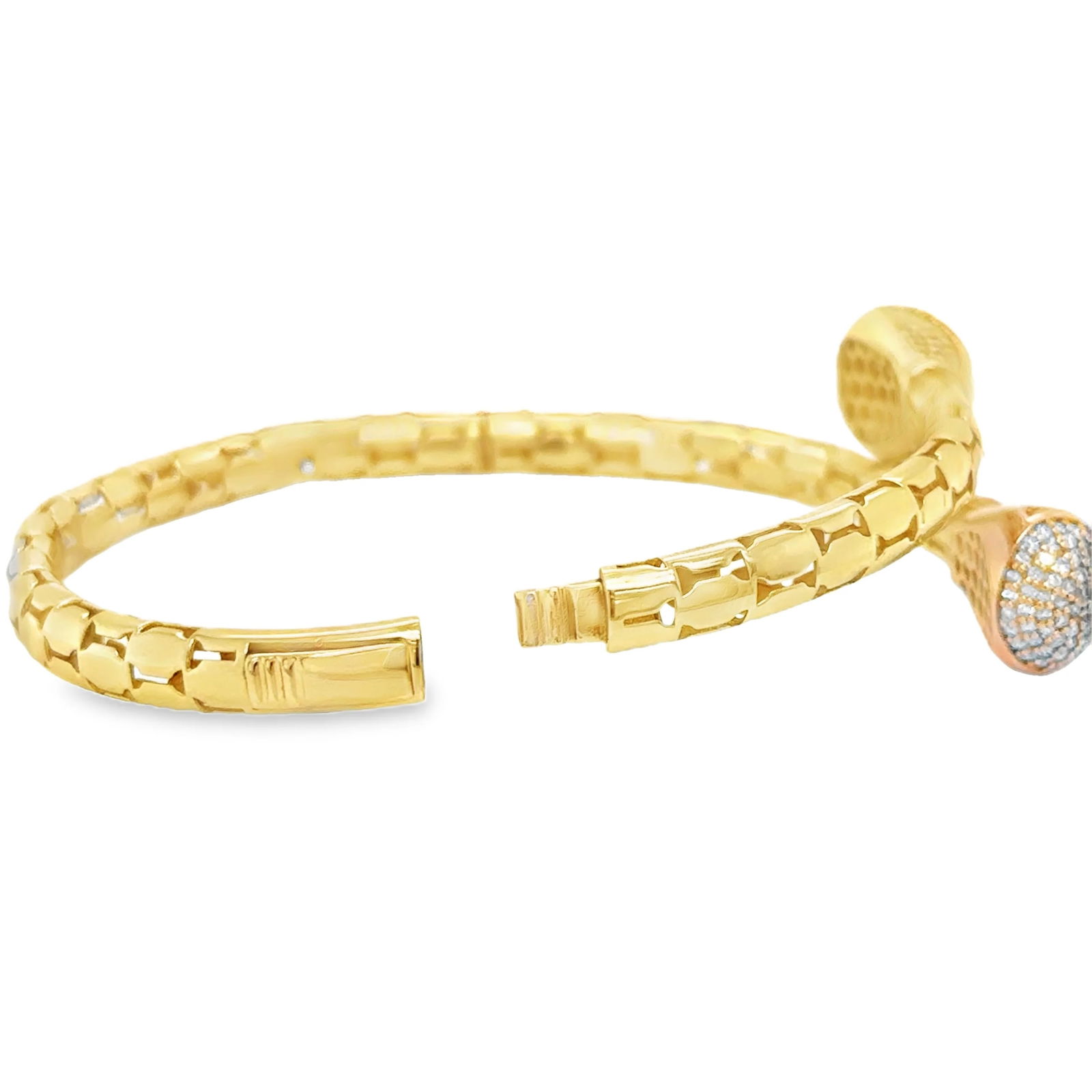 14KT TWO TONE GOLD DIAMOND BANGLE - 2