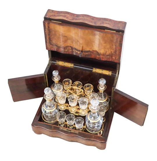 TANTALUS 1860 French Napoleon IIII Liquor Cabined In Precious Woods And Glass (1 of 13)