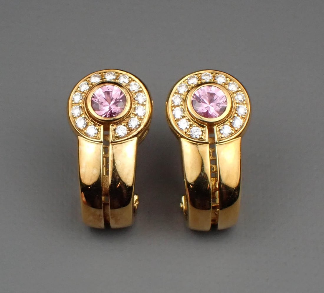 Di MODOLO: PAIR OF PINK SAPPHIRE & DIAMOND EARRINGS (1 of 4)