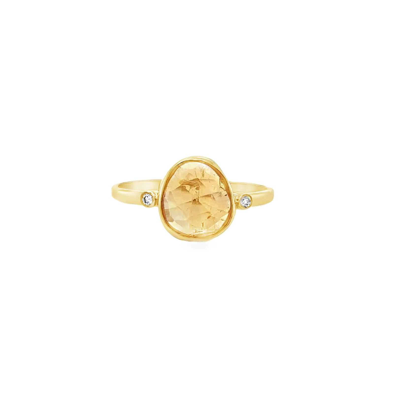 14KT YELLOW GOLD IMPERIAL TOPAZ AND DIAMONDS RING: 14KT YELLOW GOLD IMPERIAL TOPAZ AND DIAMONDS RING14KT GOLD WT. APPROX. 1.45 GRAMDIAMOND WT. APPROX. 0.03 CARAT / 02 PCSIMPERIAL TOPAZ WT. APPROX. 1.70 CARATSIZE 8.25