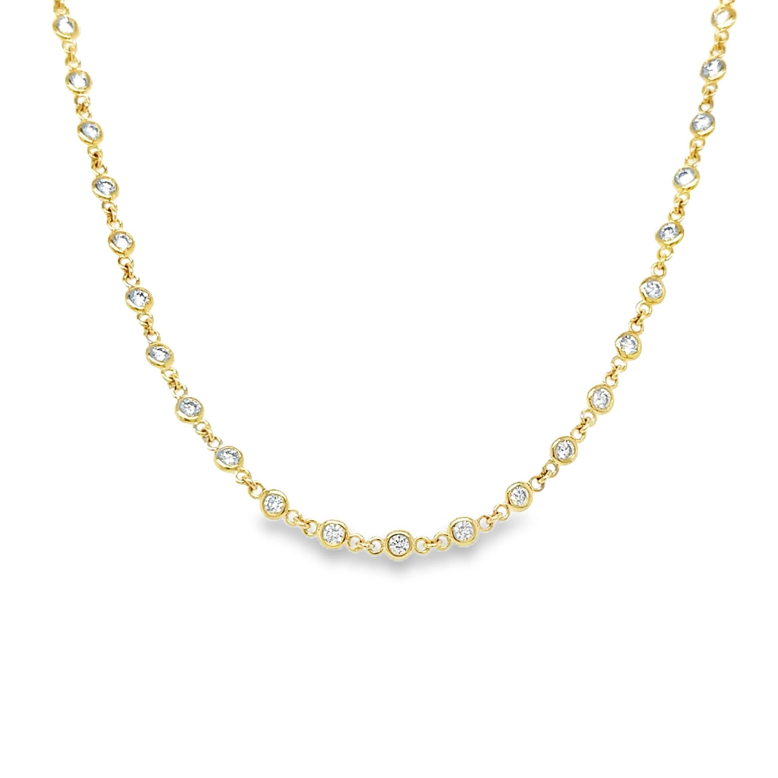 14KT YELLOW GOLD DIAMOND NECKLACE: 14KT YELLOW GOLD DIAMOND NECKLACE14KT. GOLD WT. APPROX. 5.56 GRAMDIAMOND WT. APPROX. 1.98CT/ 58PCSLENGTH: 16"