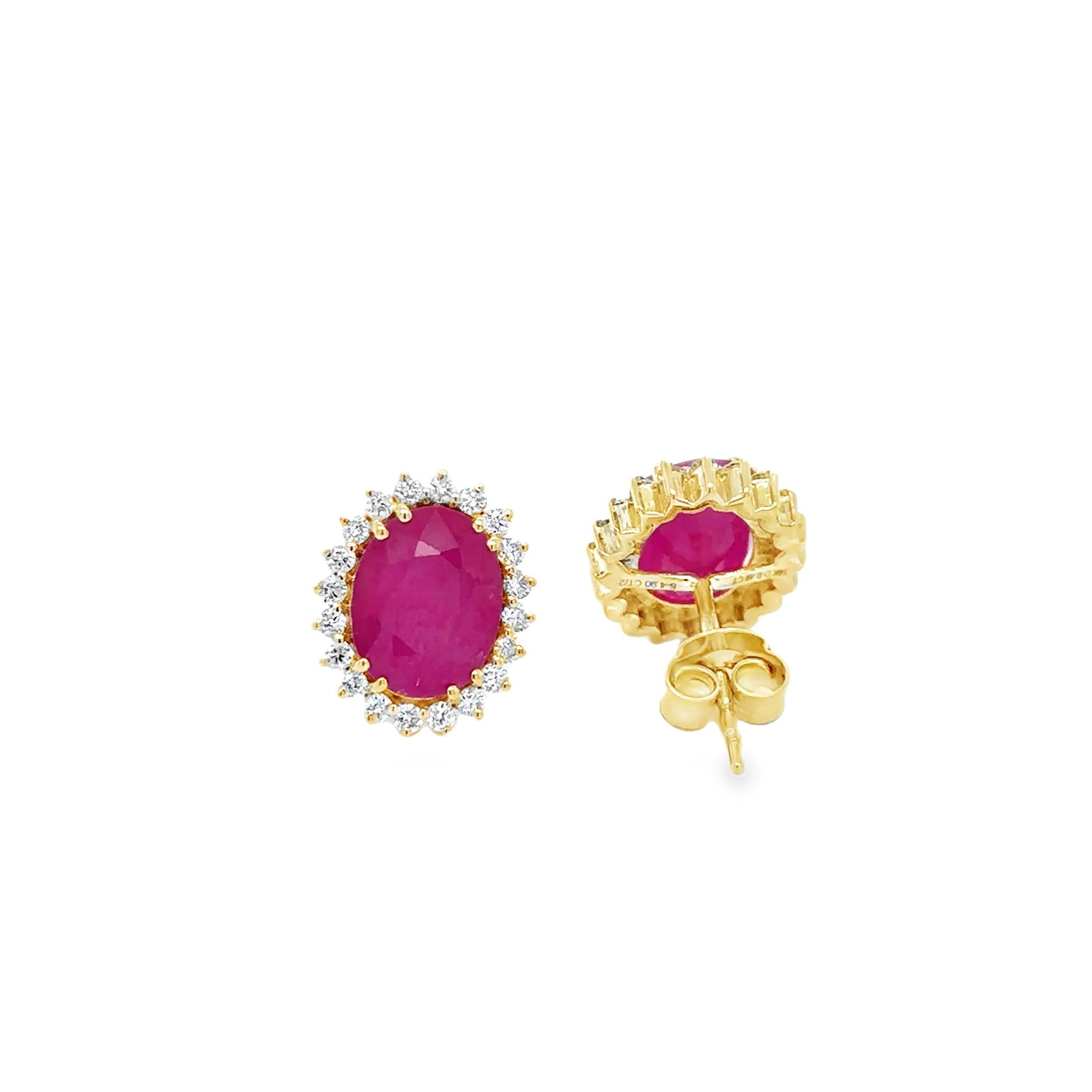 14KT YELLOW GOLD RUBY WITH DIAMONDS EARRING - 3