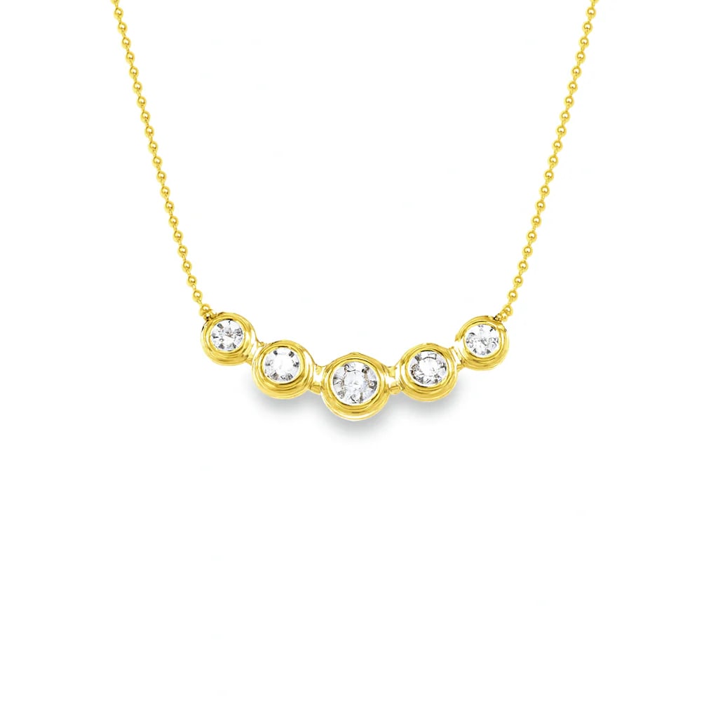 14KT YELLOW GOLD DIAMOND BAR NECKLACE (1 of 2)