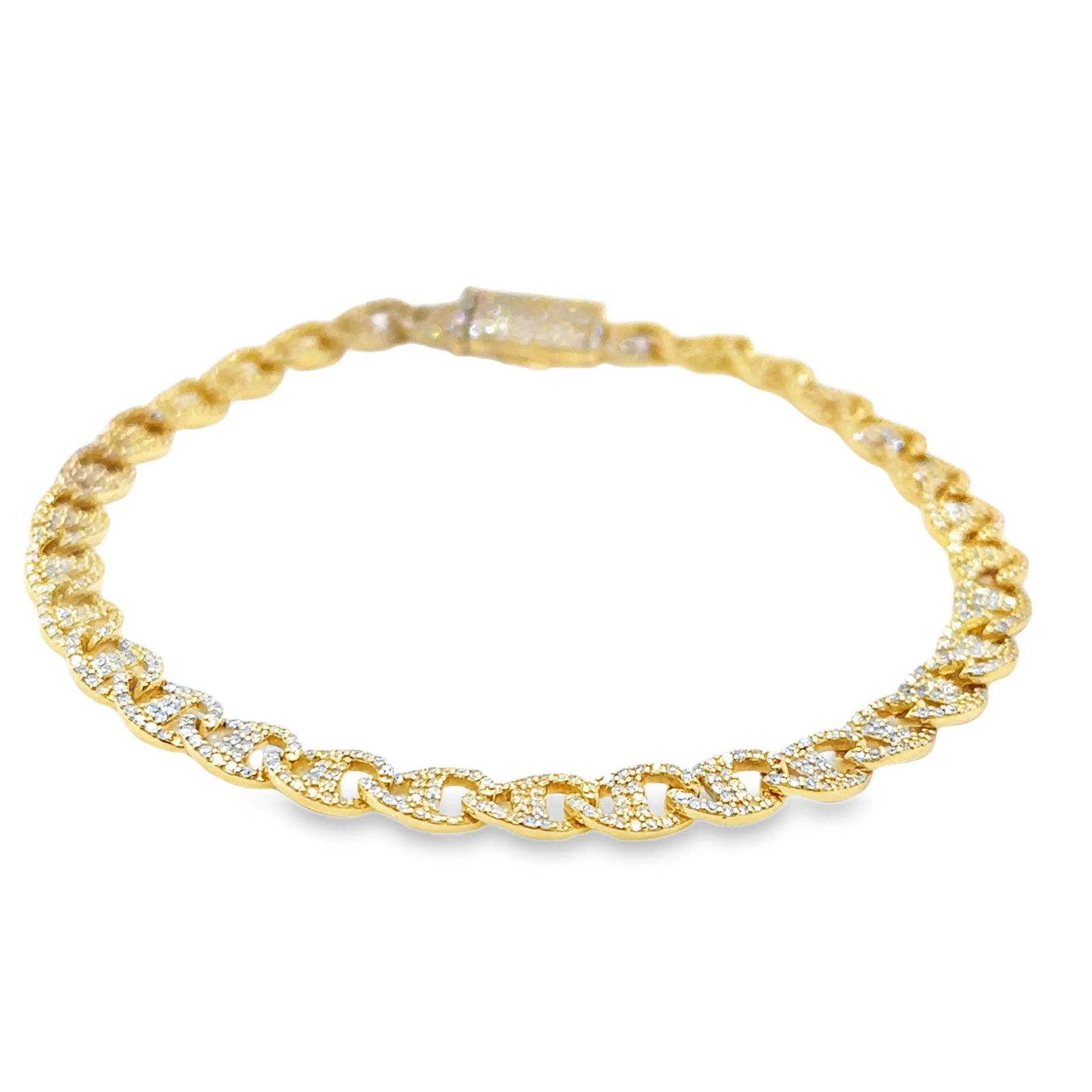 14KT GOLD DIAMOND BRACELET: 14KT GOLD DIAMOND BRACELET 14KT GOLD WT. APPROX. 7.21 GRAMDIAMOND WT. APPROX. 1.46 CARAT / 695 PCSLENGTH 7"