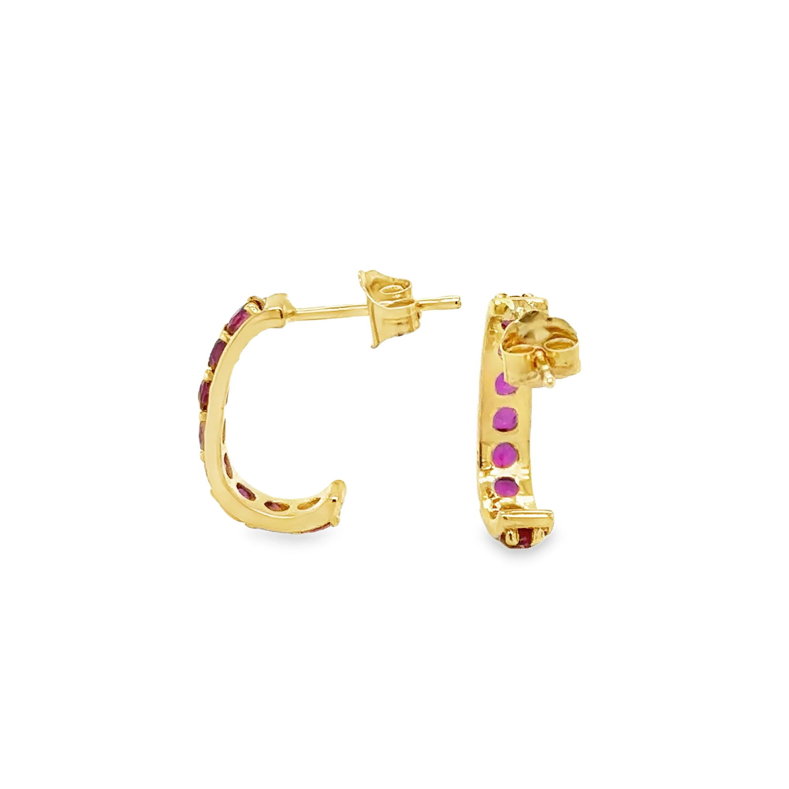 14KT YELLOW GOLD RUBY EARRING - 2