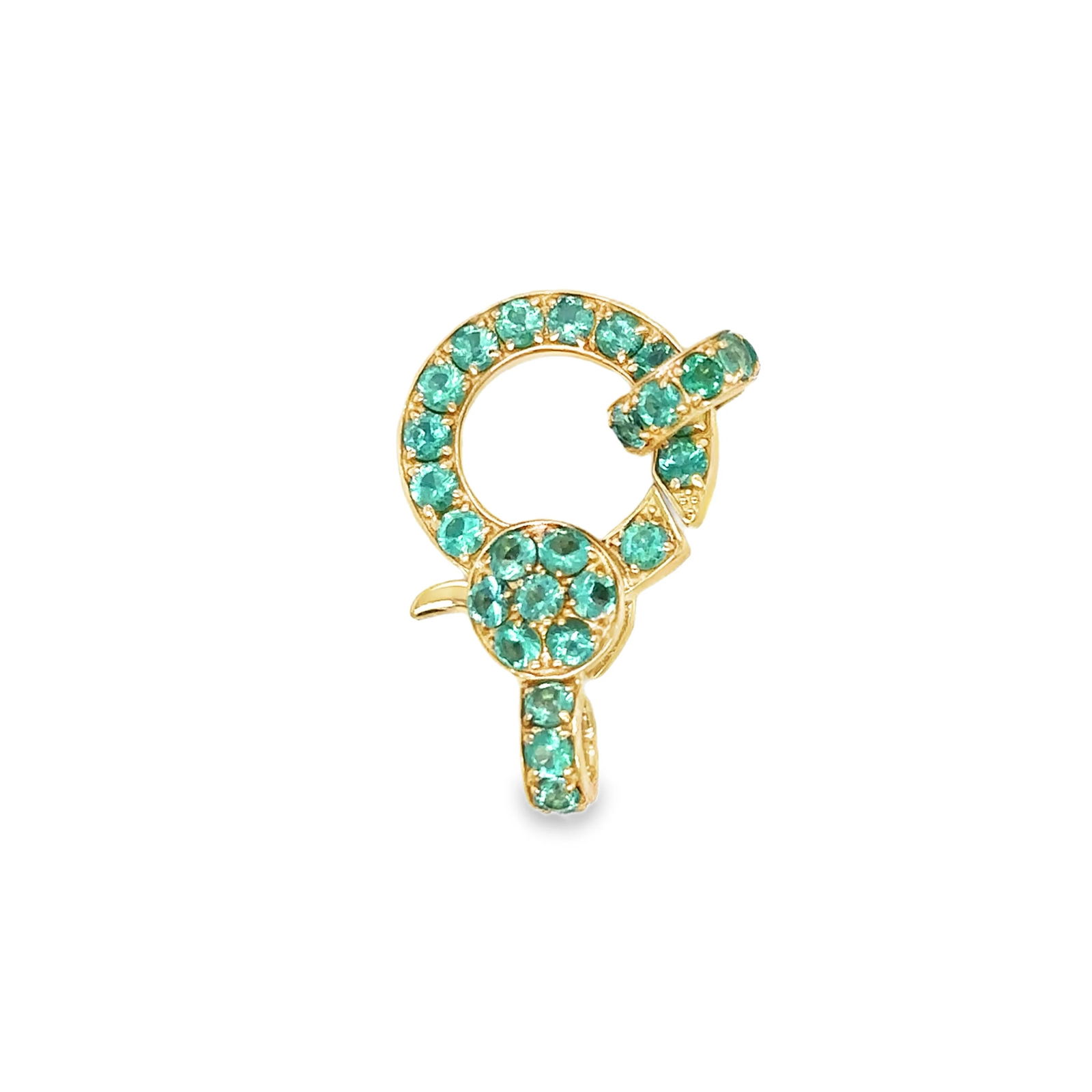 14KT YELLOW GOLD EMERALD LOBSTER LOCK: 14KT YELLOW GOLD EMERALD LOBSTER LOCK14KT GOLD WT. APPOX. 3.76 GRAMEMERALD WT. APPOX. 1.72 CARAT / 53 PCSLOCK SIZE APPROX. - 23 MM X 16 MM