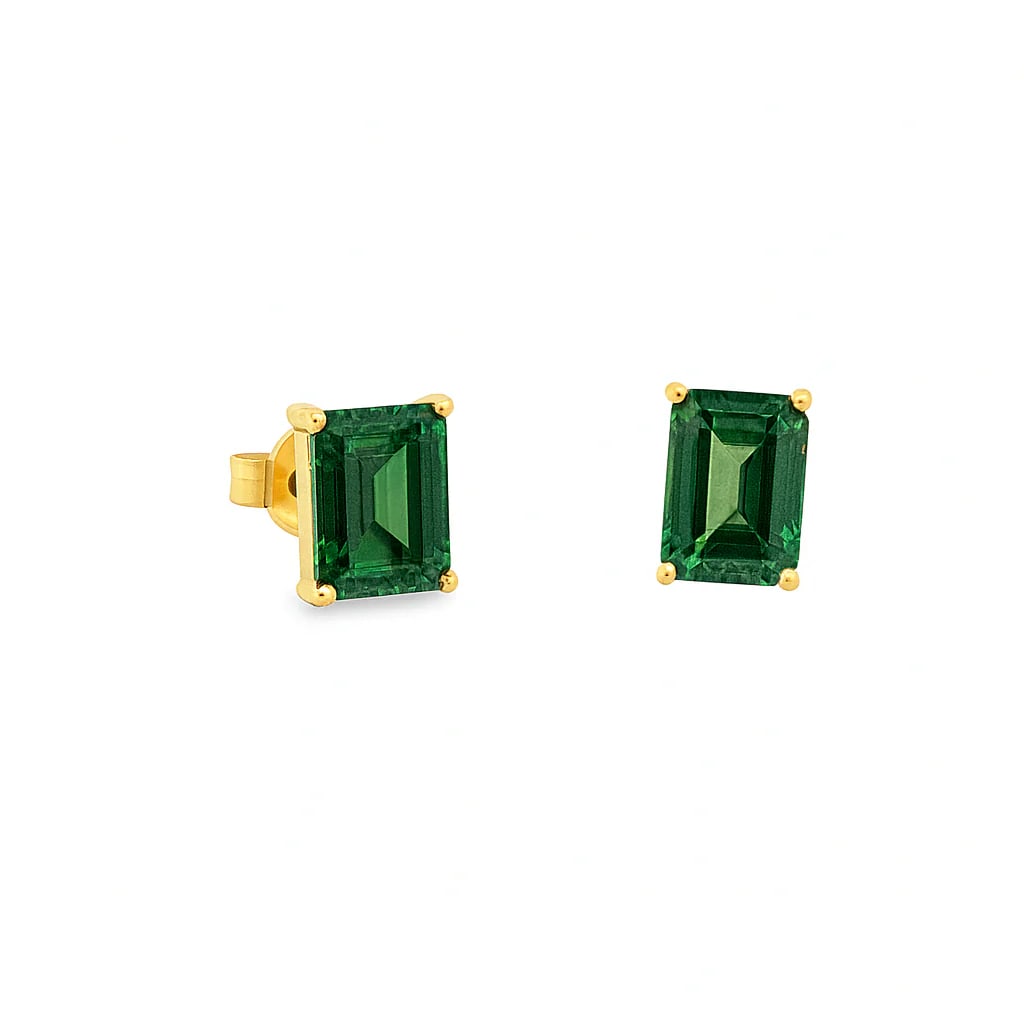 14KT YELLOW GOLD GREEN TOURMALINE EARRING STUDS: 14KT YELLOW GOLD GREEN TOURMALINE EARRING STUDS14KT YELLOW GOLD WT. APPROX. 1.29 GRAMGREEN TOURMALINE WT. APPROX. 3.07 CARAT / 2 PCSSTONE SIZE APPROX. - 6 MM X 9 MM