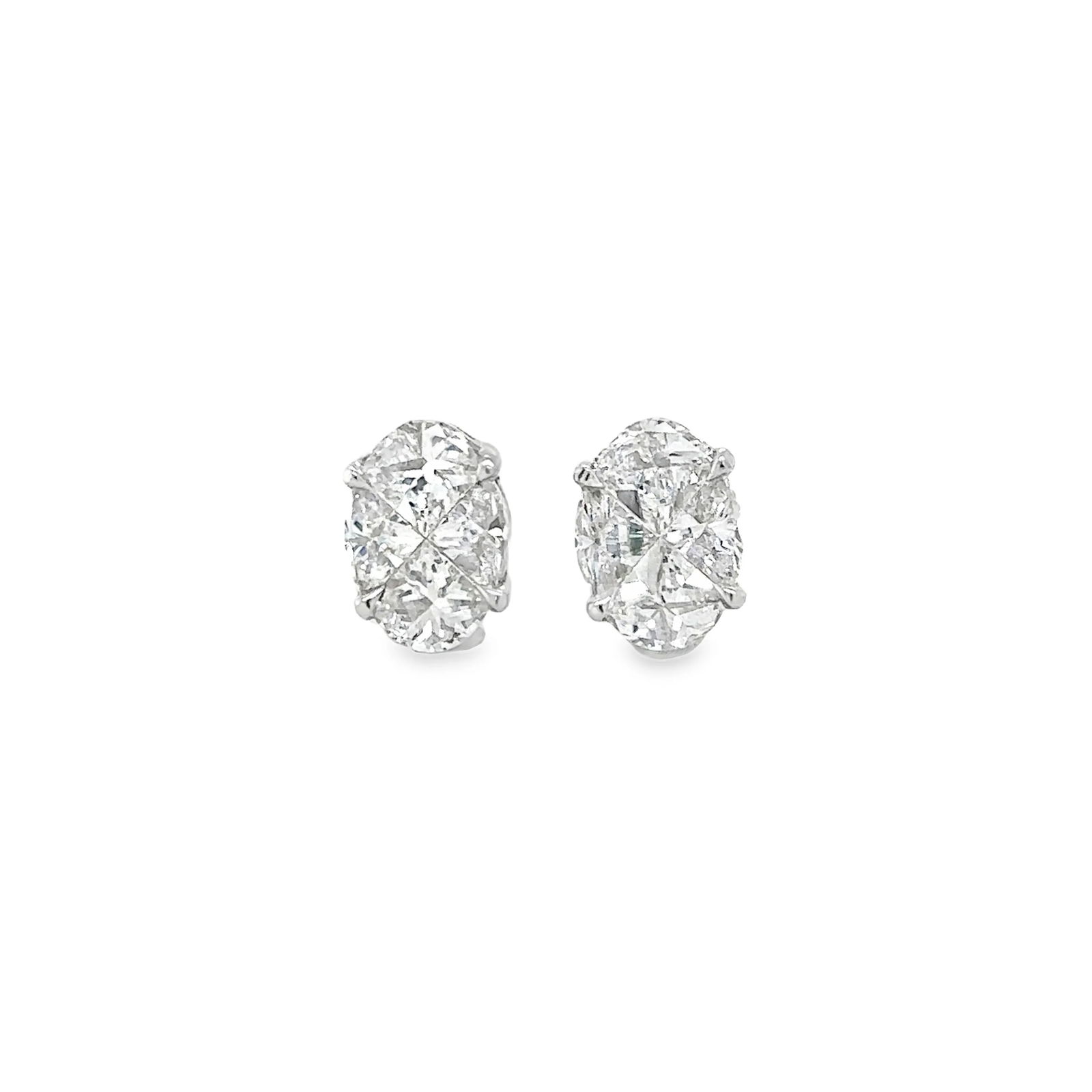 18KT WHITE GOLD DIAMOND OVAL SHAPE EARRING (1 of 2)