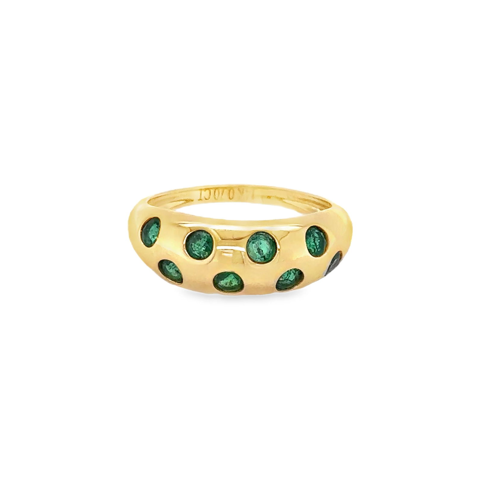 14KT YELLOW GOLD EMERALD DONUT RING (1 of 3)