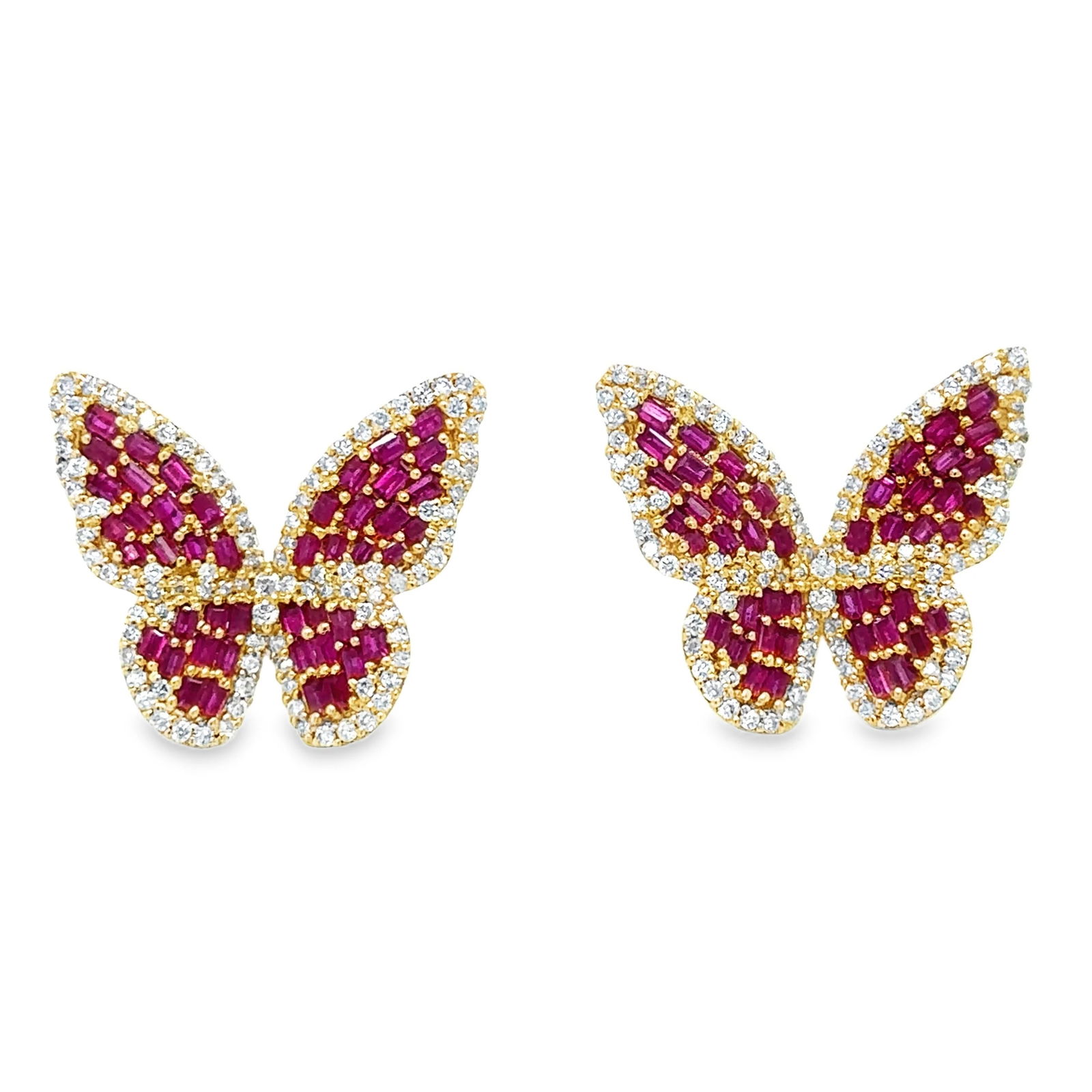 14KT YELLOW GOLD DIAMONDS AND RUBY BUTTERFLY EARRING (1 of 2)